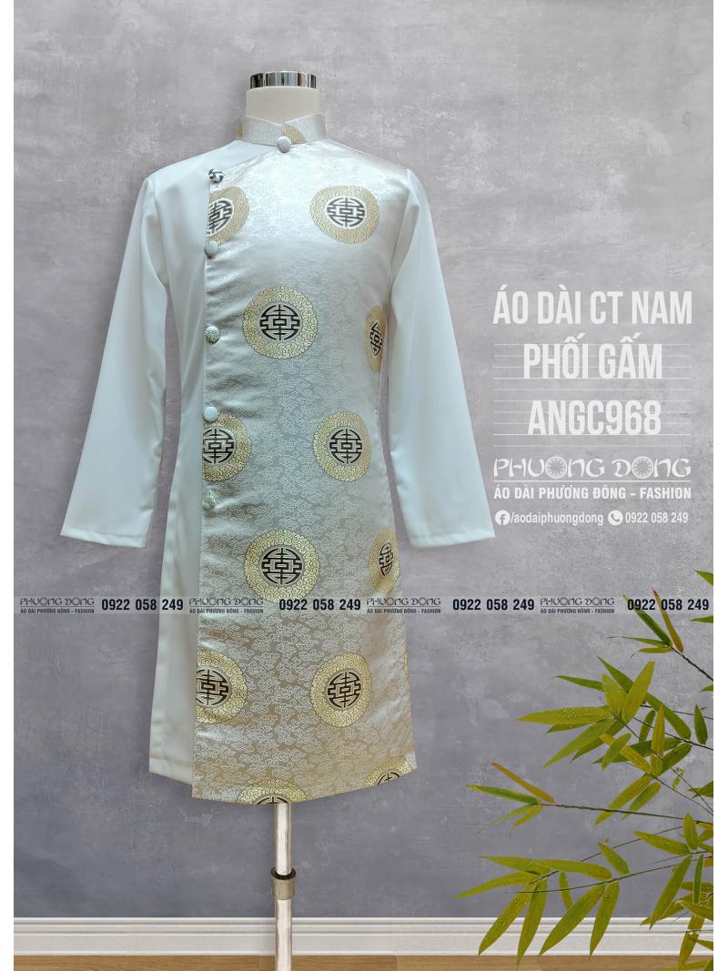 Áo Dài Cách Tân Nam Gấm Và Phối Gấm ANGC968